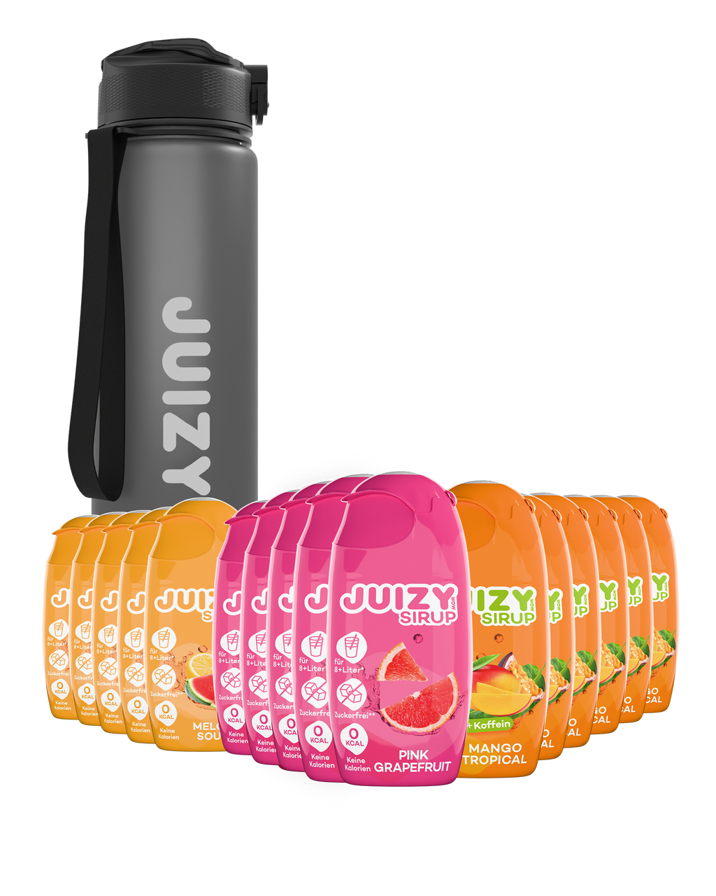 Juizy Wow Herbst-Starter-Set – 16 zuckerfreie Sirups + Trinkflasche
