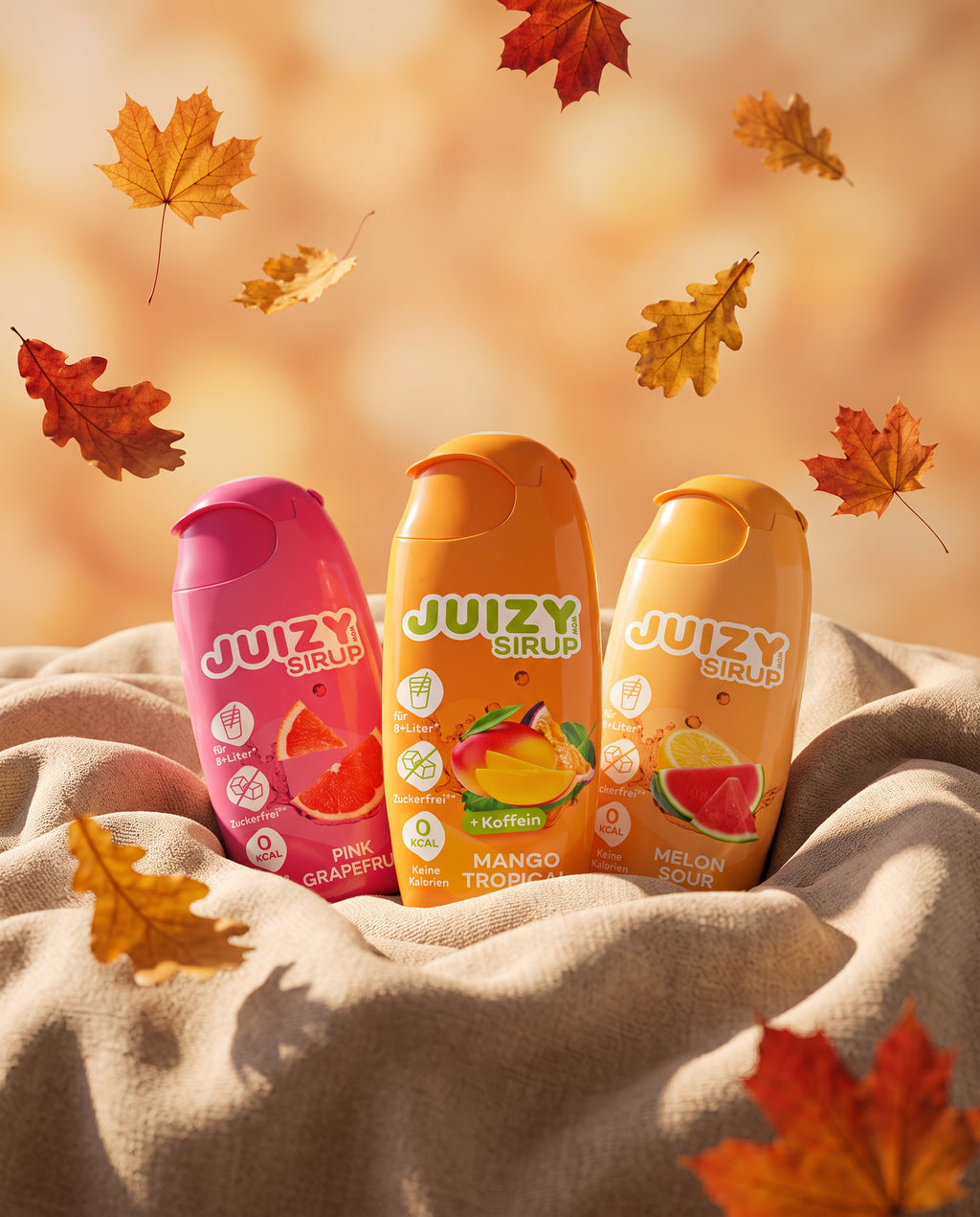 Juizy Wow Herbst-Starter-Set – 16 zuckerfreie Sirups + Trinkflasche